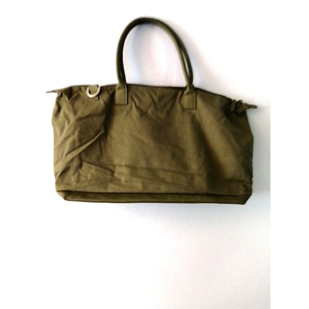 Womens Travel Bag Green Fabric XL 2 Piece Set Tote‎ Shoulder Strap Zip Close NEW